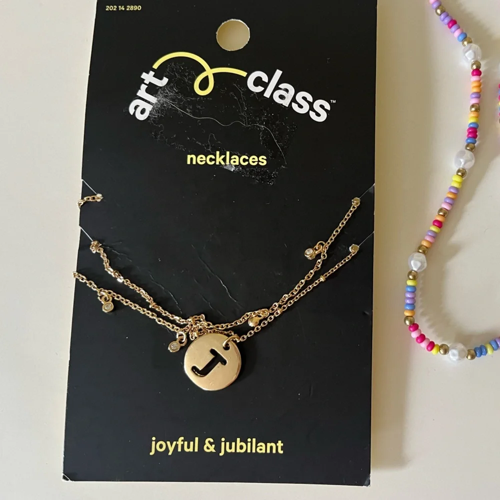 Art Class And Wild Fable Necklaces Hoop‎ Earrings Bundle Gold Tone Colorful